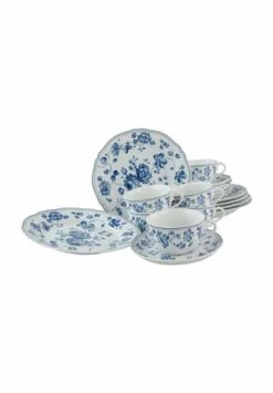 CreaTable Kaffeeservice "Royal Blue Flowers", Porzellan, 18-teilig