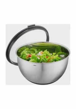 GEFU® Edelstahlschüssel "Muovo", Inkl. Deckel, 4,5 L, Ø 24 Cm Gesamt: Höhe 15cm, Durchmesser 27cm