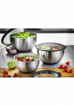 GEFU® Edelstahlschüssel "Muovo", Inkl. Deckel, 4,5 L, Ø 24 Cm Gesamt: Höhe 15cm, Durchmesser 27cm -Geschirr Verkaufs-Shop unnamed file 78