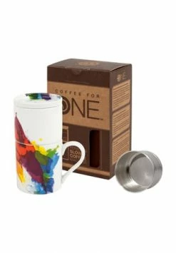 KÖNITZ Becher Coffee For One "On Colour", Flow, Mit Porzellanfilter-Aufsatz, 370 Ml Weiß/ Mehrfarbig